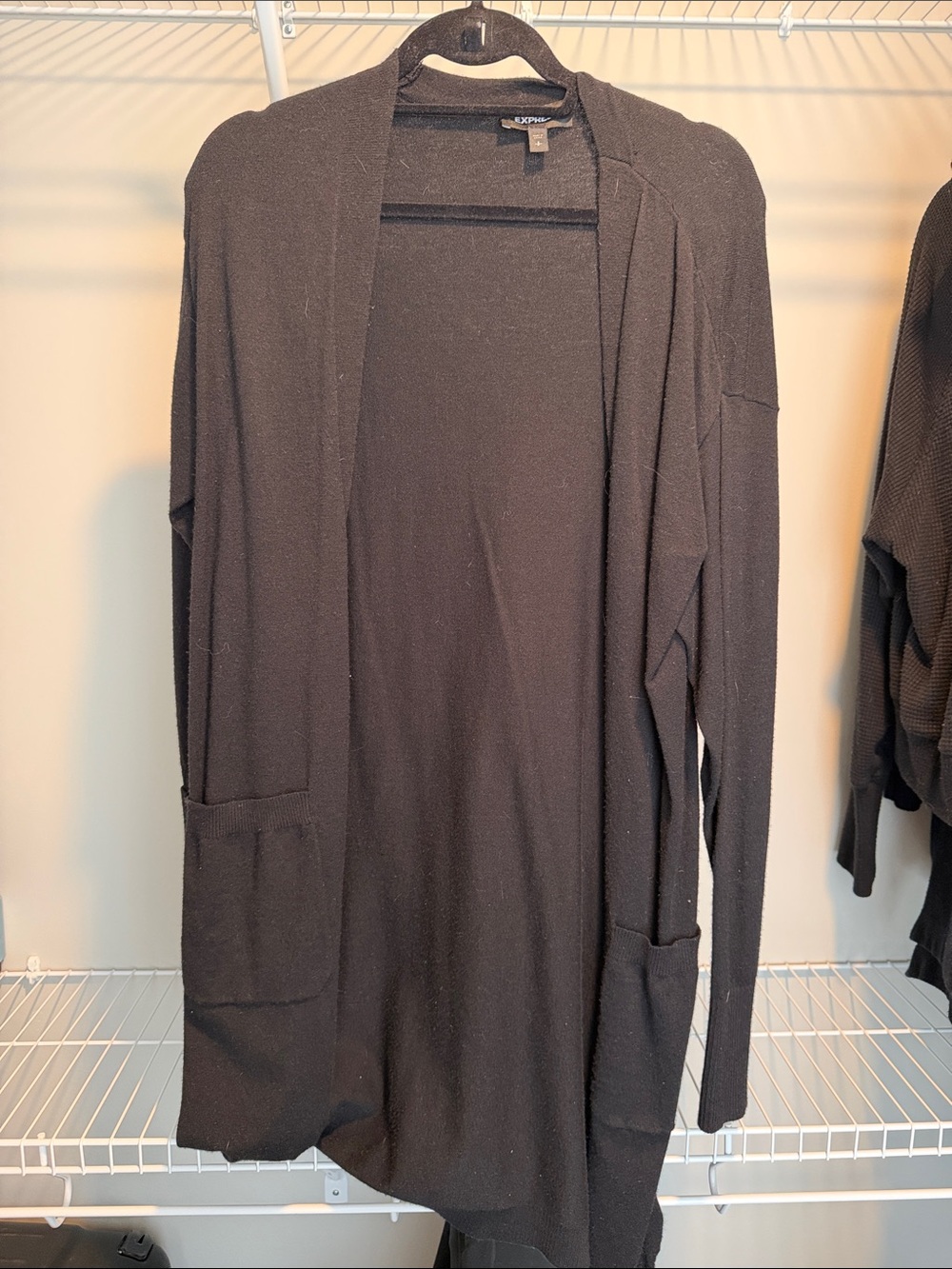 Express Black Open-Front Long Cardigan